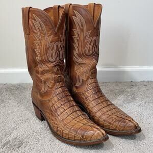 Lucchese 1883 Cognac Hornback Caiman Gator Tail Western Boots Men’s 9.5 2E Wide